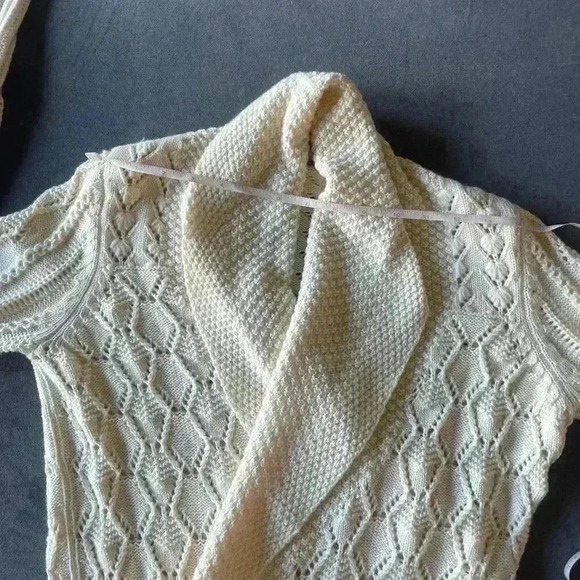 Elie Tahari Cream Merino Wool Knit Wrap Cardigan - Picture 11 of 13